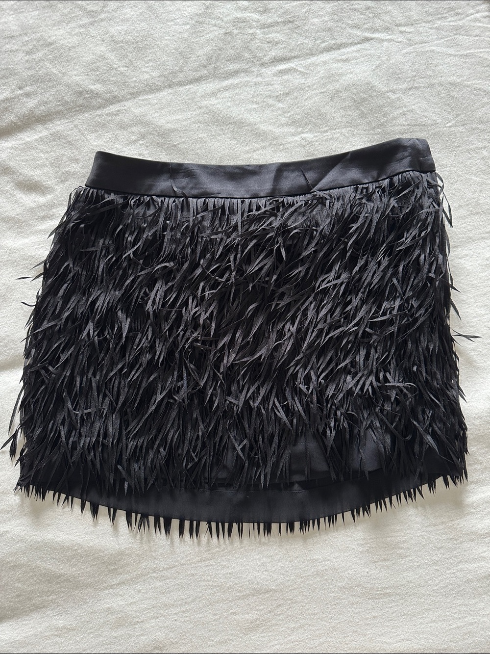 NWT Express Black Fringe Faux Feather Mini Skirt